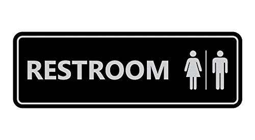 Signs ByLITA Standard All Gender Restroom Sign (Black/Silver) - Medium 1 Pack