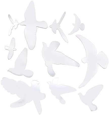 LERANXIN Acrylic Mirror, 10 Pcs Mirror Sticker, Silver Bird Mirrored Wall Art of Different Shapes, Acrylic Wall Mirror, Suitable for Bathroom, Corridor, Living Room
