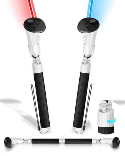 Colelulu VR Game Handle for Meta Quest 3 Controller Accessories, Gorilla Tag Long Arms for Quest 3, 2-In-1 Controller Extension for Beat Saber (Black)