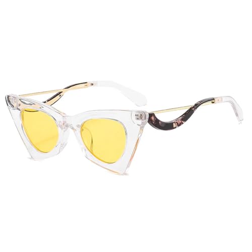 Lunettes de soleil œil de chat jaune pour femme look punk et vintage chic