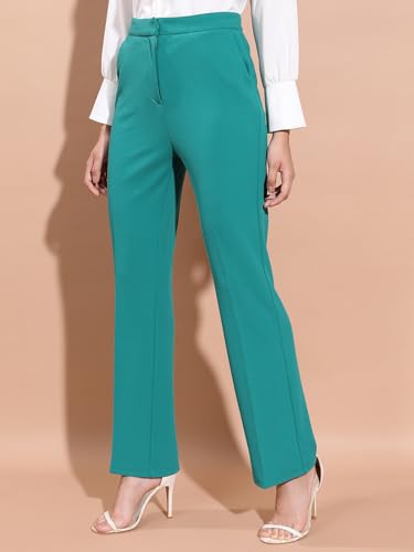 Image of Tokyo Talkies Women's Slim Fit Regular Trousers | Stretchable Trousers | Casual Trousers| Mid-Rise