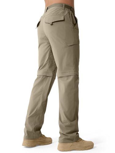 FREE SOLDIER Men's Outdoor Convertible Hiking Pants with Belt Lightweight Quick Dry Tactical Cargo Pants Nylon Spandex2