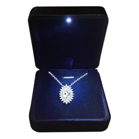 GBYAN Pendant Necklace Box with LED Light Necklace Gift Box Velvet Jewelry Display Case for Proposal Engagement Wedding Birthday Valentine's Day Cover