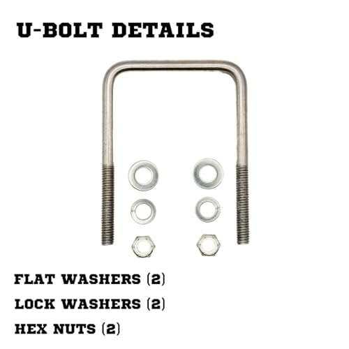 Image of Mighty Fasteners Heavy-Duty 90 U-Bolt | 304 Stainless Steel | 3 /8 inch-16 X 1-9 /16 inch X 2-5 /8 inch Threaded 1-3 /4 inch | Marine Trailer Mounting | Includes Flat Washers, Nylon Lock Nut & Split Washers| 4 Pack