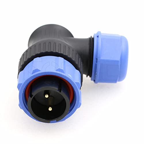 Eonvic Weipu SP21 2 Pin Male Aviation Circular Connector Plug Male Waterproof IP68 Connector Cable Industrial Circular Solar Electrical Power Station (Angled Plug)