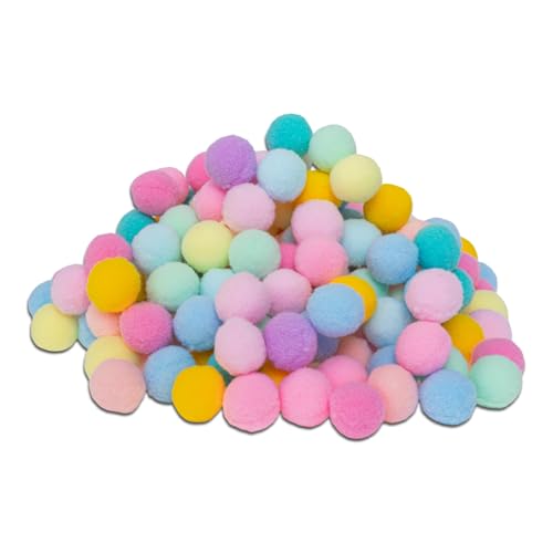 YUYUDEHM 200 PCS 1 Inch Mini Assorted Pom Poms, Fuzzy Pompoms Balls Craft Pom Poms for Crafts Projects, Home Decorations (Bright)