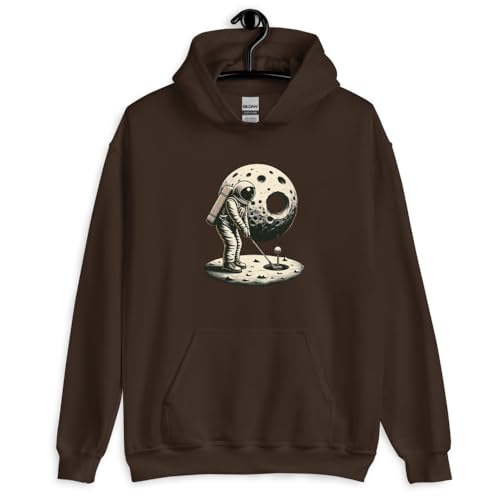 Sweat à capuche astronaute golf unisexe chocolat noir sweat XL lune golf