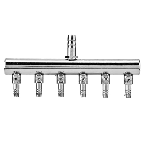 Image of 6 Way Aquarium Air Valve 8mm Turn to 4mm Flowair Splitter | Stainless Steel Aquarium Gang Valve for Air Pumps and Carbon Dioxide Equipment Shunt