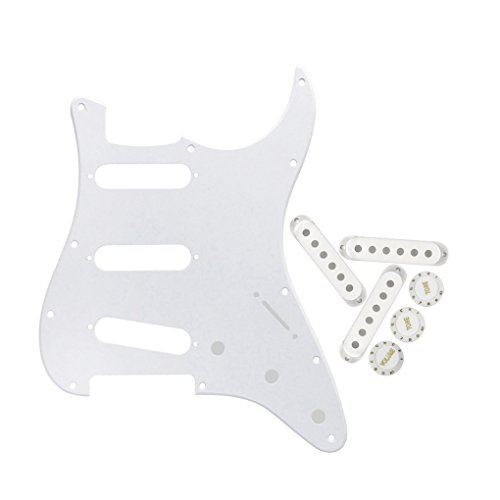 Fleor SSS Pickguard avec 52 mm (3 Pièces) Pickup couvertures/2t1 V Bouton de commande/Conseils pour Stratocaster Guitare de remplacement 1ply, white - Les Beatles, Paul McCartney, John Lennon, RIngo Starr, George Harrison Fleor SSS Pickguard avec 52 mm (3 Pièces) Pickup couvertures/2t1 V Bouton de commande/Conseils pour Stratocaster Guitare de remplacement 1ply, white