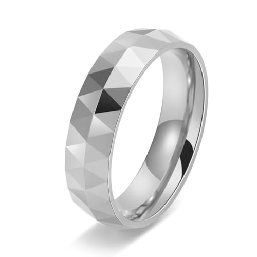 Bague en tungstène homme avec motifs losanges une alliance en argent élégante