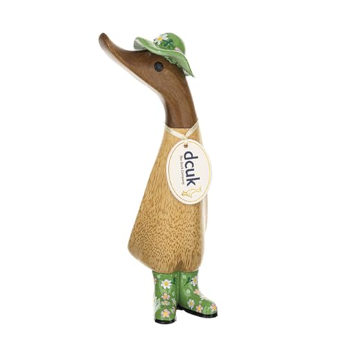 DCUK Floral Wellies and Hat Wooden Duckling - Green