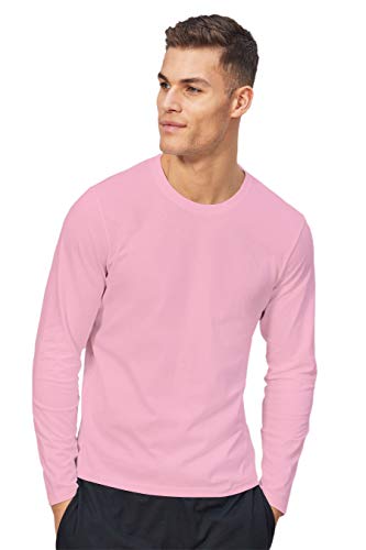 Image of ESPARTO Mens Solid Fullsleeve Baby Pink T-Shirt