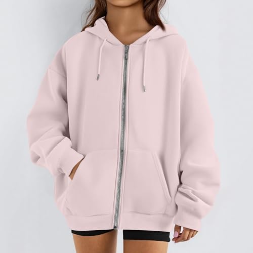 OIOLOYJM Zipper Hoodies for Women Long Sleeve Oversized Sweatshirts Y2k Drawstring Soft Jacket 2025 Fall Fashion with Pockets