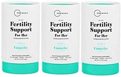 Premama Fertility Supplement for Women - Myo Inositol Powder with Folate to Increase Fertility , Vitamin B12 to aid Conception, Prenatal Support, Drink Mix, Vegan Gluten Free - 28 Servings (3 Pack)