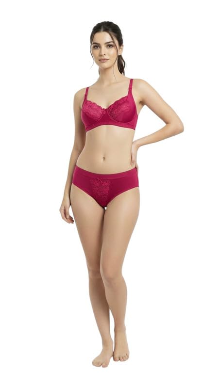 softsway Women’s Net Bra Panty Set Full Coverage Non Padded Lingerie Combo Soft Breathable Everyday Comfort Innerwear Set for Women and Girls-picture-22