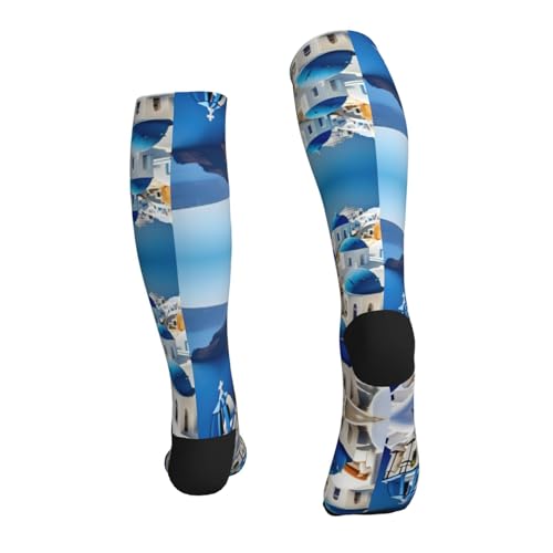 Greek Island Sea View Print Compression Socks,Compression Ankle Support Socks,For Men Women Running Athletic2