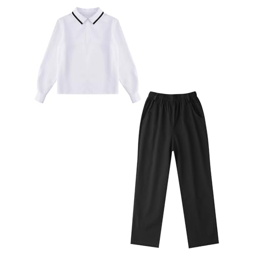 Uniformes escolares para niños de Jugaoge conjunto unisex con camisa de manga larga y pantalón