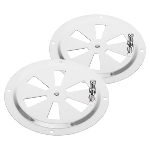 Mikikit 2pcs Stainless Steel Air Vent Cover 5-inch Louvered Ventilation Plate Exhaust Ventilation Sheet Round Louver Vent Covers