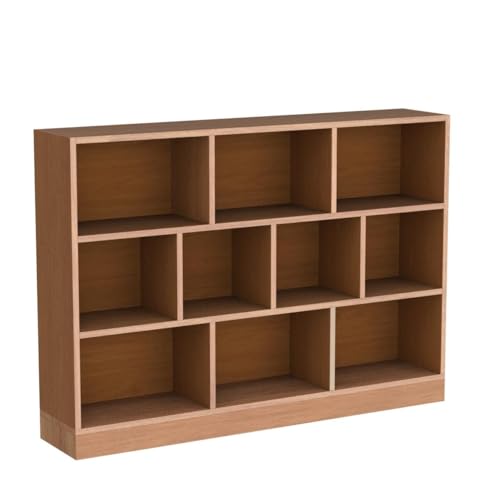 Image of IOTXY Open Shelf Low Bookcase - Wooden 3-Tier Cube Bookshelf, Pear Yellow