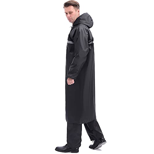 Men's Raincoat Long Black Rain Jacket Hooded Waterproof Emergency Poncho Raincoat Trench Fishing Coat3