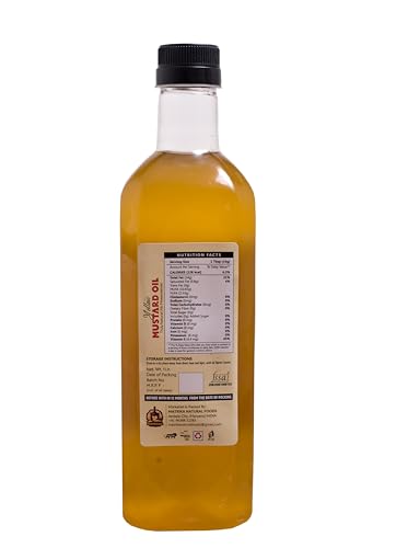 Image of SARV MATRIKAA Wood-Pressed Yellow Mustard Oil -1 Litre| 100% Natural & Cold Pressed | Pure, Unrefined & Chemical-Free | Edible Grade for Cooking, Skin & Hair