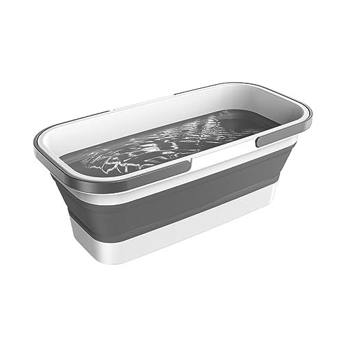 SOUFLY 折りたたみバケツ | モップバケツ、洗い桶、折りたたみシリコン洗浄バケツ、釣り用バケツ、洗濯かご、スリムキッチンバケツハンドル付きポータブル釣り用水桶,大容量 生活用品 掃除 洗濯 アウトドア 車載バケツ 多機能 収納便利 長方形 庭やキャン