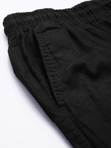 Image of The Indian Garage Co Men Slim Fit Solid Mid-Rise Elasticated Linen Jogger Trouser