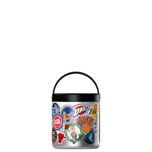 Image of Hydrapeak NBA Officially Licensed All-Team Logo Sticker Print 25oz Stainless Steel Vacuum Insulated Food Jar with Handle, Wide Mouth Leak-Proof Soup Container for Adults, 10 Hours Hot & 16 Hours Cold