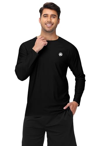 Image of AOBUTE Mens Long Sleeve Swim Shirt Quick Dry Sun Protection Rash Guard