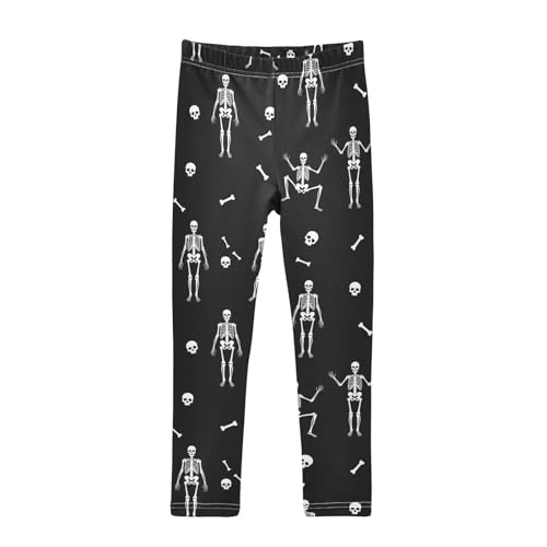 J JOYSAY Skull Bones Black Girls Leggings Soft Comfortable Long Kids Toddler Leggings Size 4-10T