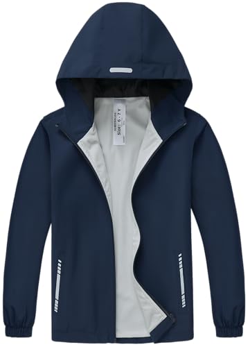 Slwosdlds Boys Girls Waterproof Rain Jacket Lightweight soft lining Kids Windbreaker Hooded Coat Easy to Fold