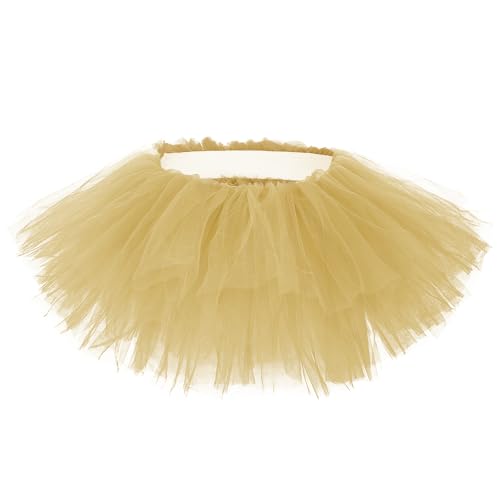 Womens Tutu Skirt Elastic 5 Layered Vintage Tulle Ballet Skirt Party Festival Costume Gold