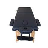 MOKLYF Professioneller tragbarer Massagetisch, Massagetherapietisch mit Armlehne, rutschfestem Fußpolster-Verstellgriff, für die Spa-Salon-Klinik(Tintenblau-186 * 60CM