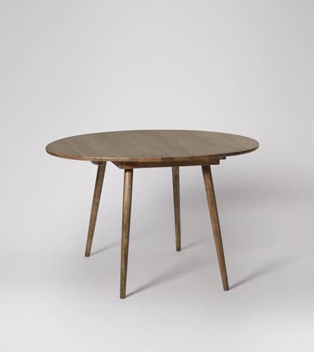 Image of Solid Wooden 2 Seater Round Dining Table | Foldable Table Without Chairs for Living Room, Dining Room, Hotel & Home, Brown Finish, (d100 x w120 x 75 CM)