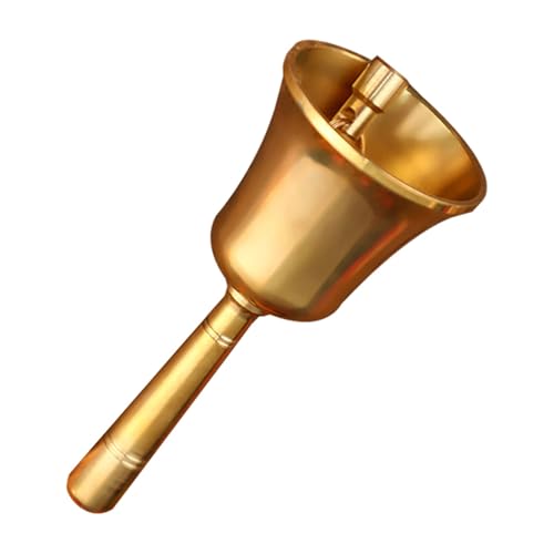 MOLUCKFU Clochette de Service en Laiton Massif Petite Cloche à Main Couleur Cuivre Sonnette Sonore pour Restaurant et Comptoir Clochette de Table Décorative Usage Professionnel et
