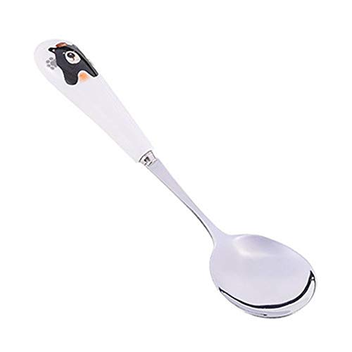 Stainless steel spoon for Kids household white ceramic spoon high temperature resistant anti - fall cute smiling face cartoon creative children tableware Bear