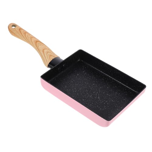 Mobestech Sartén Antiadherente para Tortillas y Huevos con Mango Ergonómico Sartén de Cocina Compatible con Cocina de Gas Inducción Color Rosa Madera
