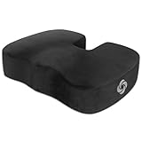Samsonite Memory Foam Seat Cushion – Ergonomic Cushion for Office Chair, Tailbone Pressure Pad, Coccyx Support for Sciatica, Supportive Seat for Car, Desk, and Gaming Chairs, Black