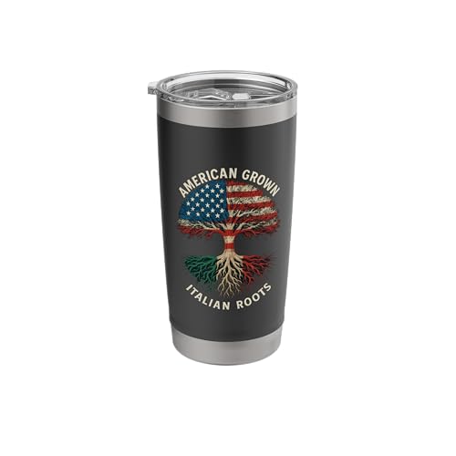 American Grown Italian Roots Family Tree Italy Flag Italian Stainless Steel Insulated Tumbler