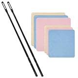 CONLI Flute Cleaning Kit 2 Flute Cleaning Rods with 6 Pack Flute Cleaning Cloth Musical Instruments Polishing and Cleaning Accessories - Pink, Yellow, Blue