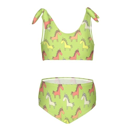 Toddler Girls Bikini Set Colored Unicorns Swimsuits Kid Bowknot Swimwear 2 Piece Bathing Suit 3-12T