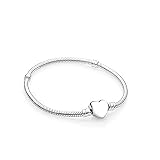 Damen Armband für Charm Beads Perle Anhänger Edelstahl Armreif Pandora style Charms kompatibel Modell A-925 Herz 15cm