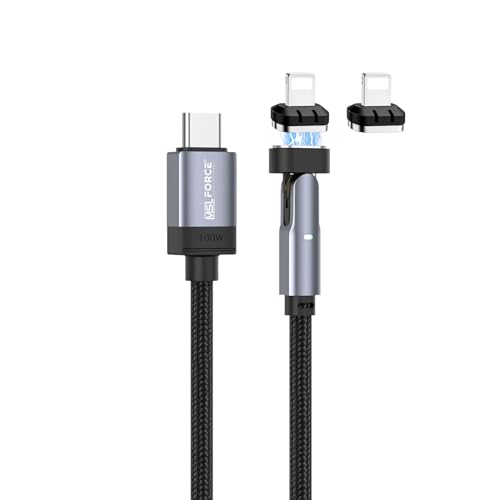 日本の中小企業 MSL FORCE USB-C 変換用ケーブル 27W PD 480Mbps 軽量小型 急速充電 磁気 着脱式 f67 f68 lightning コネクタ2個セット 180°可動タイプ [2m]の商品画像（Amazon）