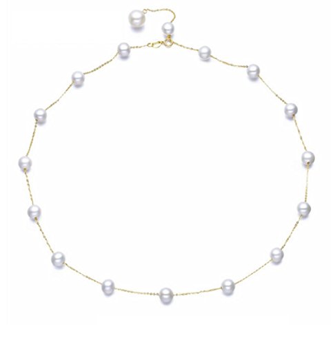 Collier ras du cou en or jaune 18 carats et perles d'eau douce naturelles pour femme