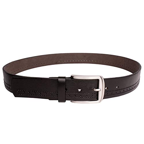 Cinto Masculino Social em Couro 35mm Preto com Costura 115