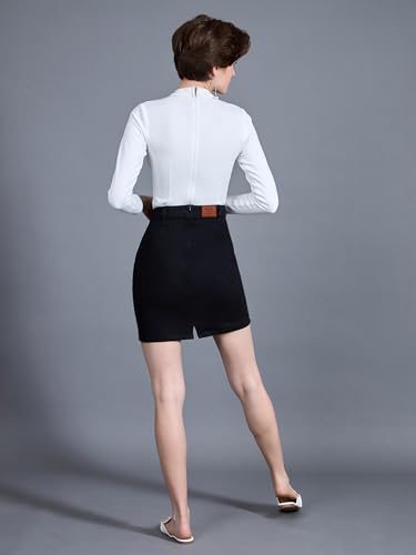 Image of Miss Chase Women's Straight High Rise Mini Denim Skirt
