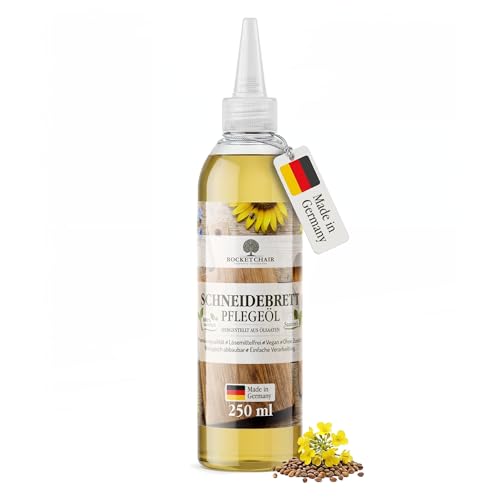 Rocketchair Schneidebrett-Pflegeöl 250 ml Made in Germany - Hergestellt aus Ölsaaten - Premiumqualität Lösemittelfrei Vegan Ohne Zusätze Biologisch Abbaubar Einfache Verarbeitung 100% natürlich