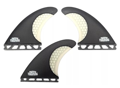 PACIFIC VIBRATIONS Surfboard fins AM2 Large (Al Merrick Channel Islands) Template fits Futures Base Carbon Fiber Wrapped Base Honeycomb core TRI, Thruster, 3 FINS