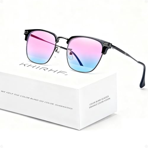 Khirhf Color Blind Glasses for Men, Ultra-Clear High-Definition Lenses, Color Correcting & Enhancing Glasses Outdoor Use for Deutan and Protan Colour Blindness