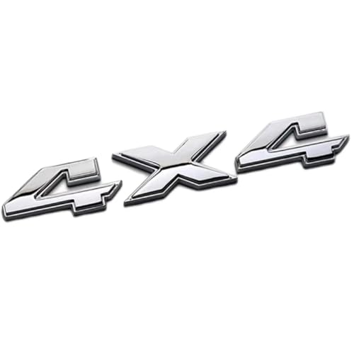 Image of 2X 4x4 Glossy Emblem 3D Zinc Alloy Chrome Decals Nameplate Fit 2019-2020 for Universal 1500 2500 3500 with All /SUV /Pickup Models (Silver)